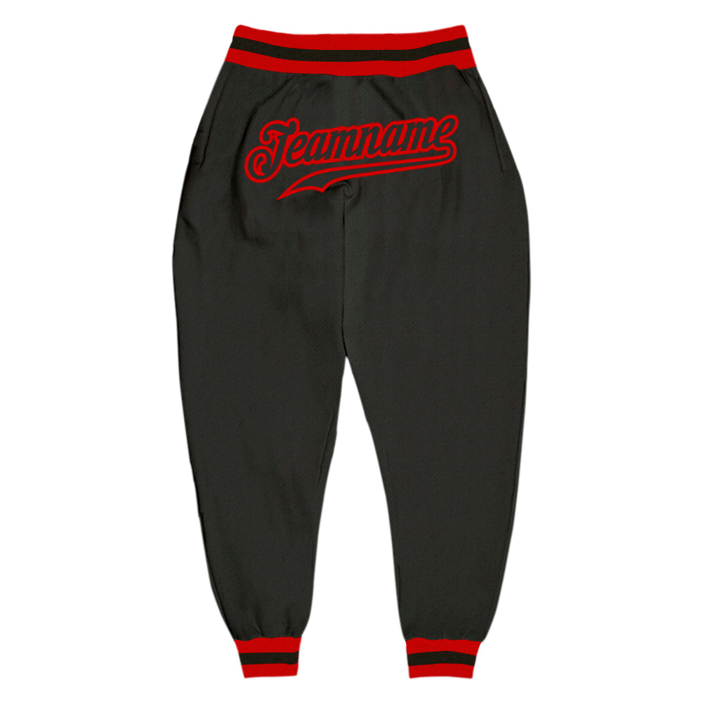 Custom Black Red-White Sports Pants